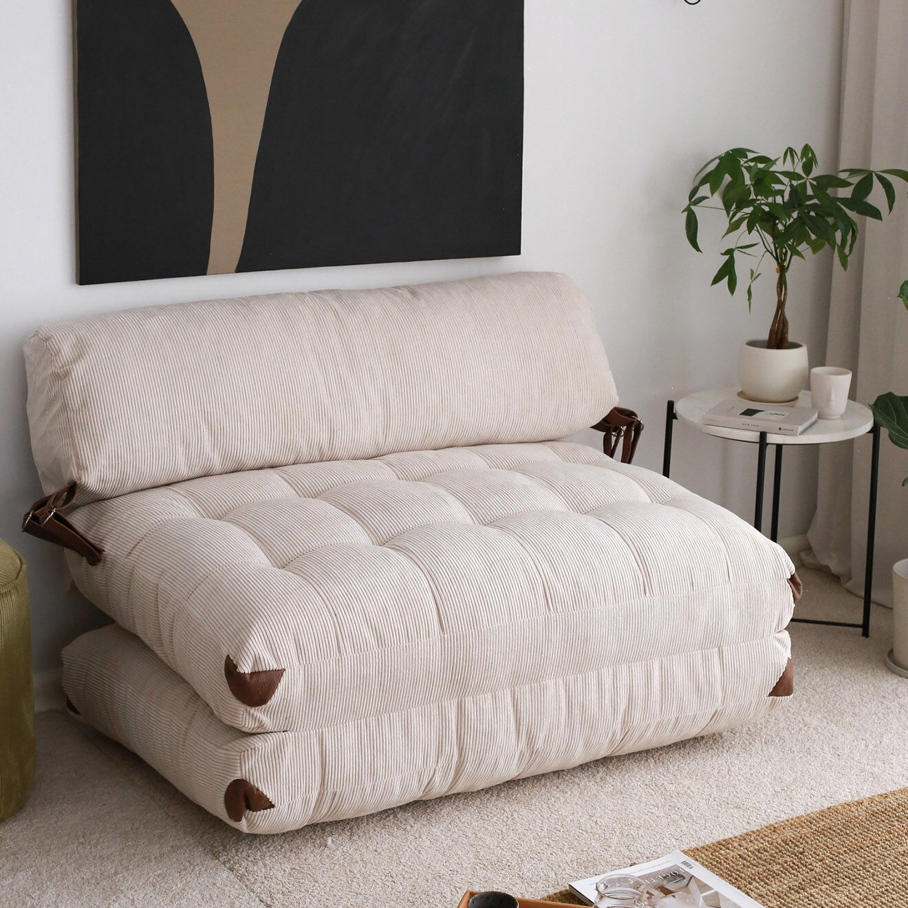 Atelier del Sofa Canapé convertible 2 places Fold blanc - 120x24x75 cm