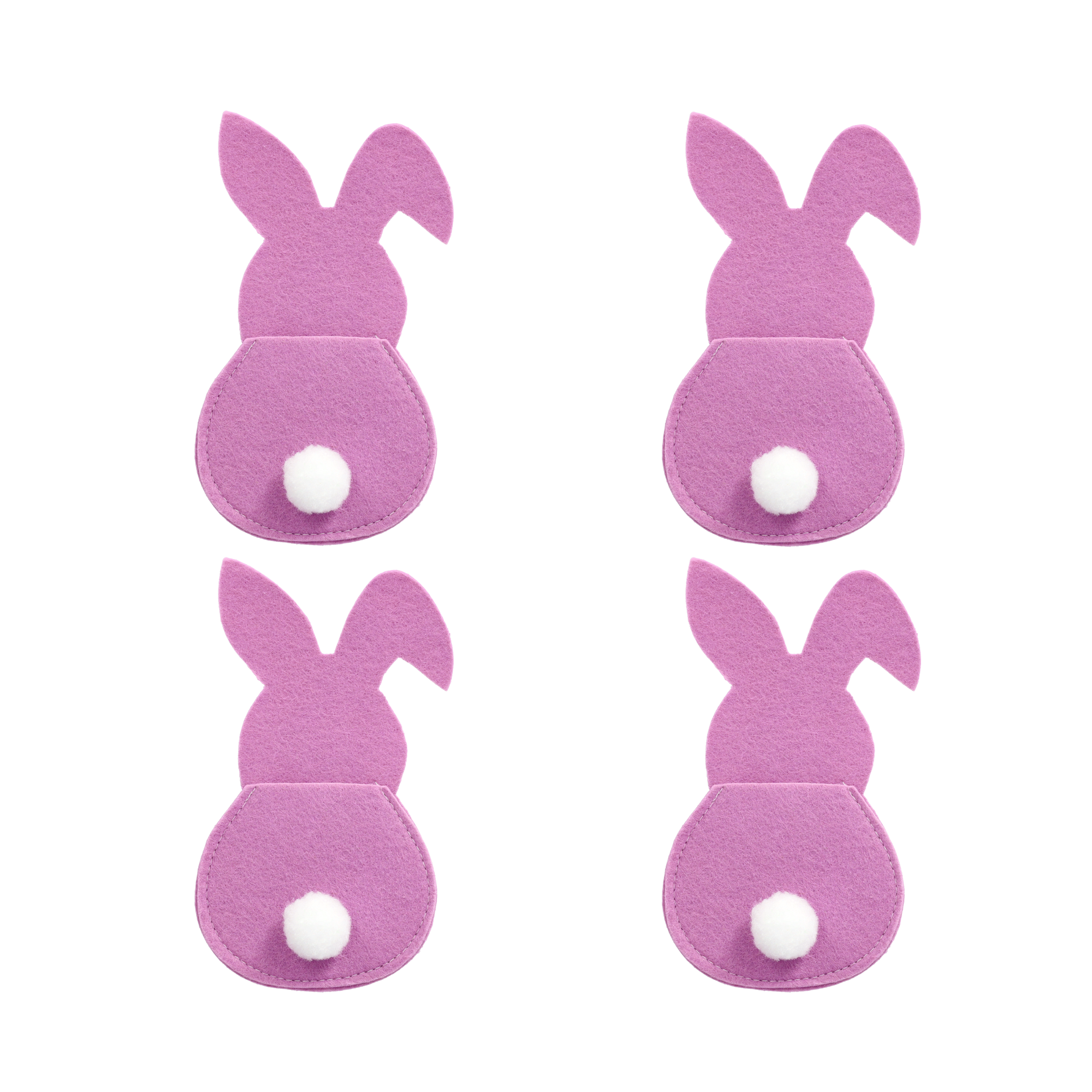 (4er Set) Filz Osterhase Besteck Tasche Oster Party Tisch Deko für Messer / Gabel / Löffel  - Rosa