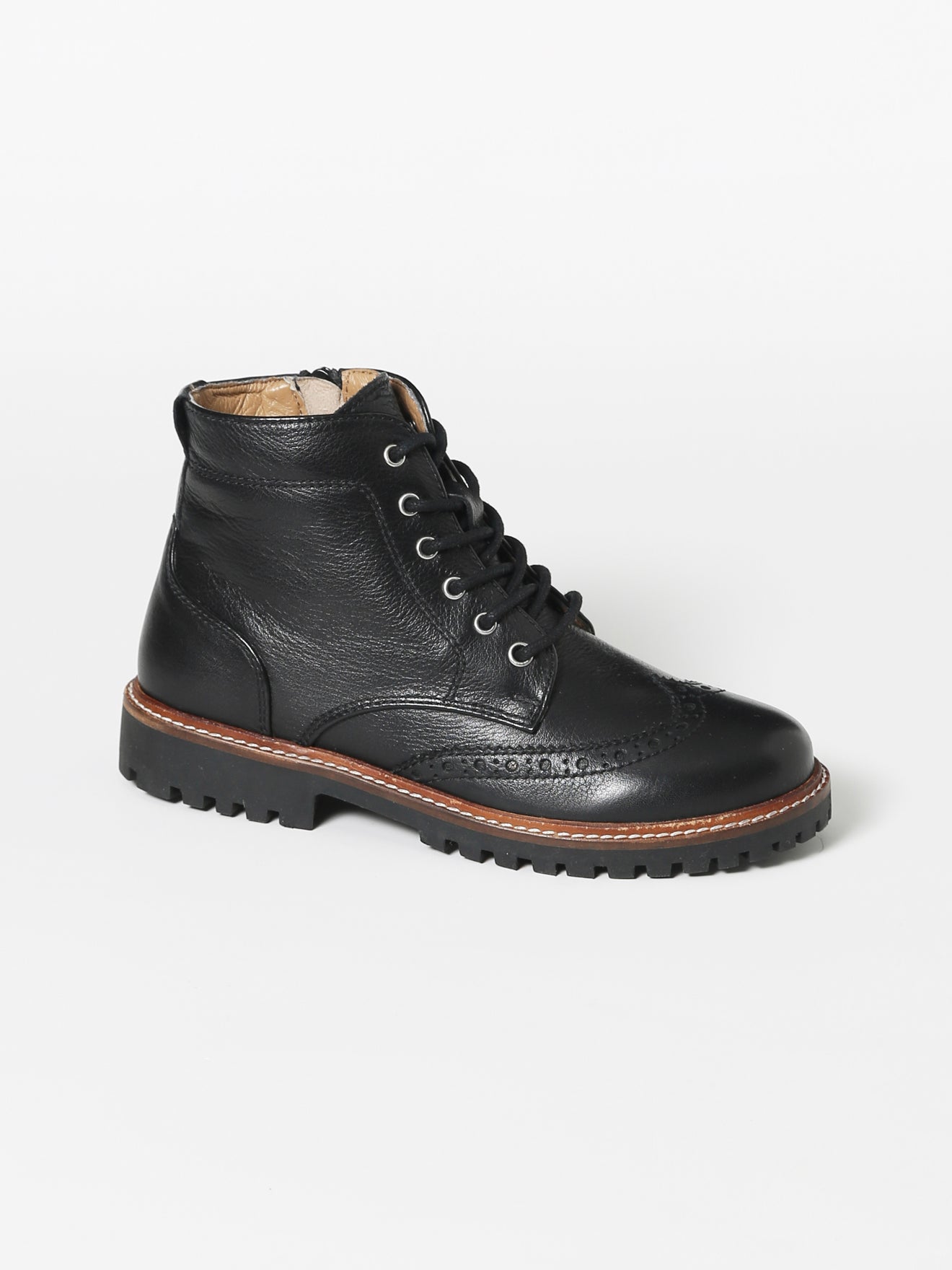 Bottines en cuir bout fleuri Garçon
