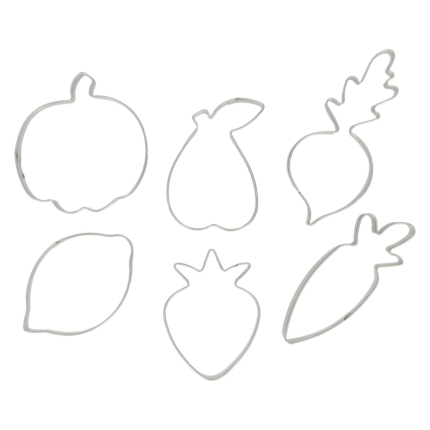 Uitsteekvormen, recycled rvs, groente & fruit, set van 6
