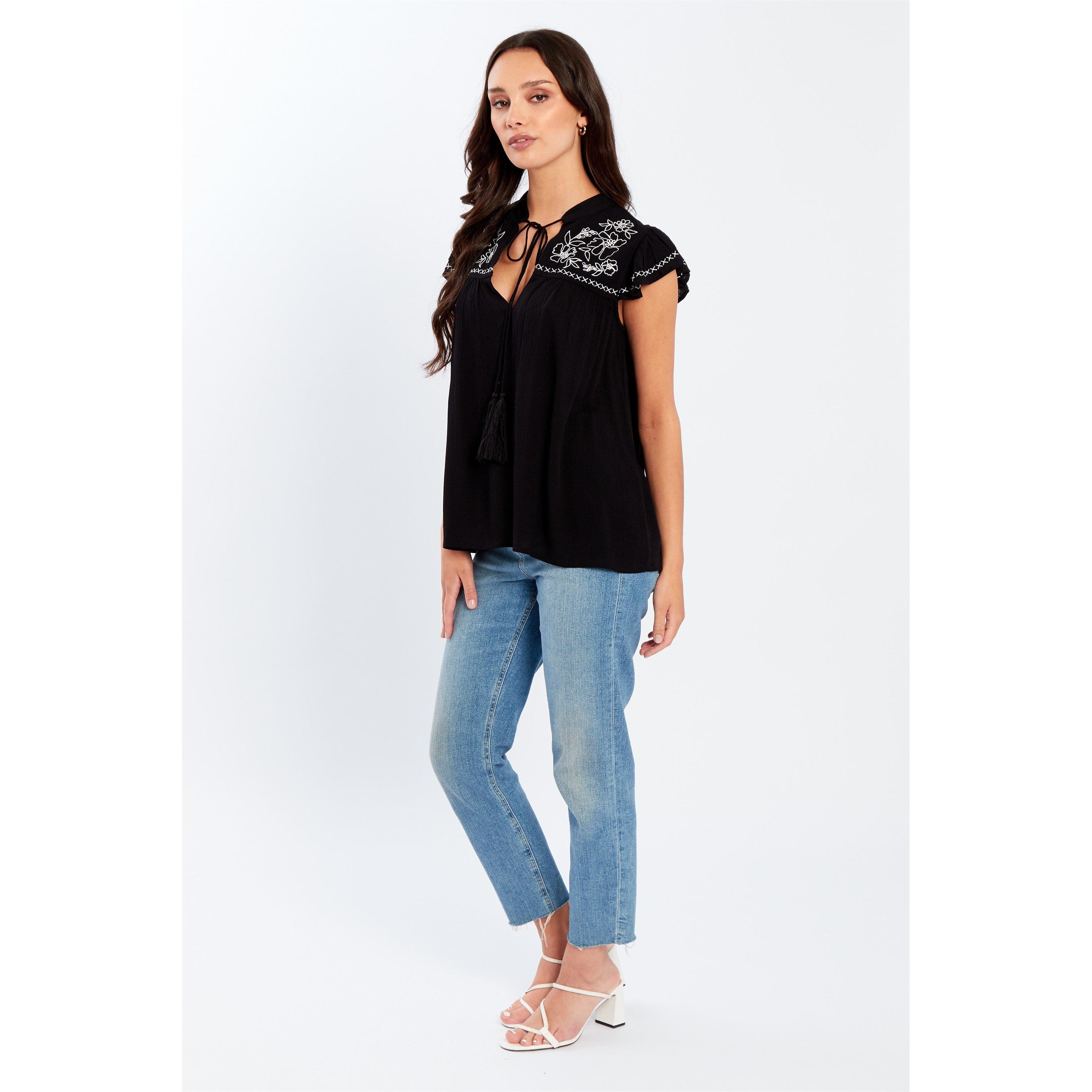 Be You BY Embroidered Crinkle Blouse Womens