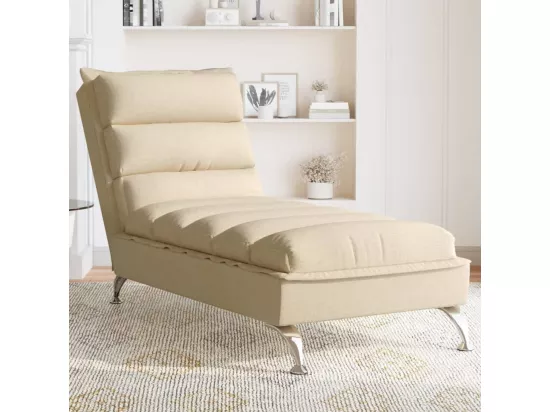 Prolenta Premium - Chaise longue avec coussins crème tissu