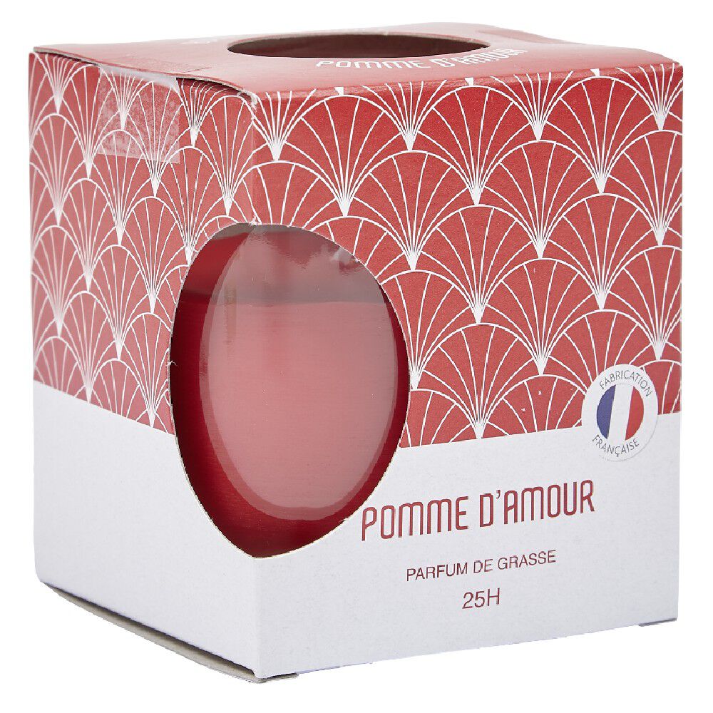 Bougie au parfum de grasse dans verre senteur pomme d'amour