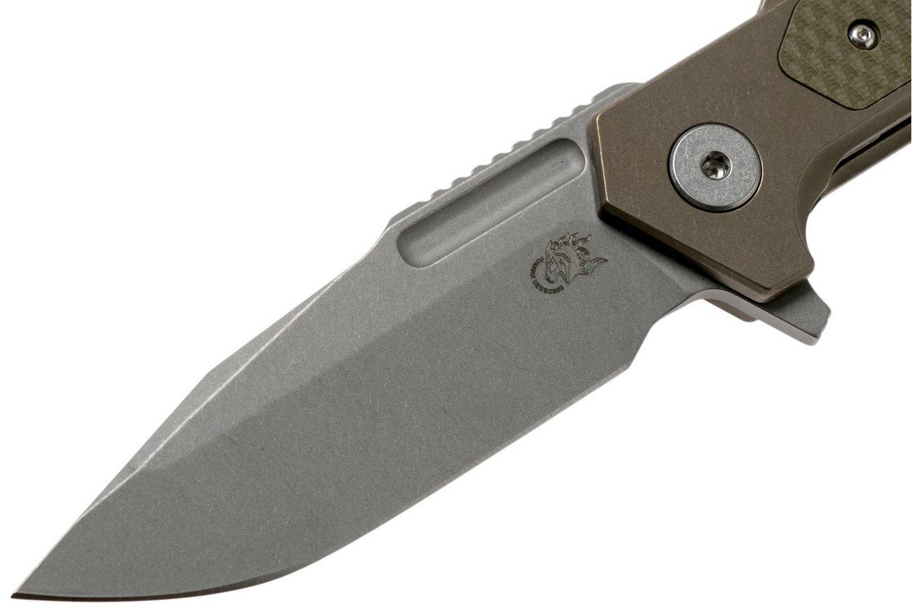 Rick Hinderer Fulltrack Spanto S35VN Working Finish, Battle Bronze, OD Green G10 zakmes