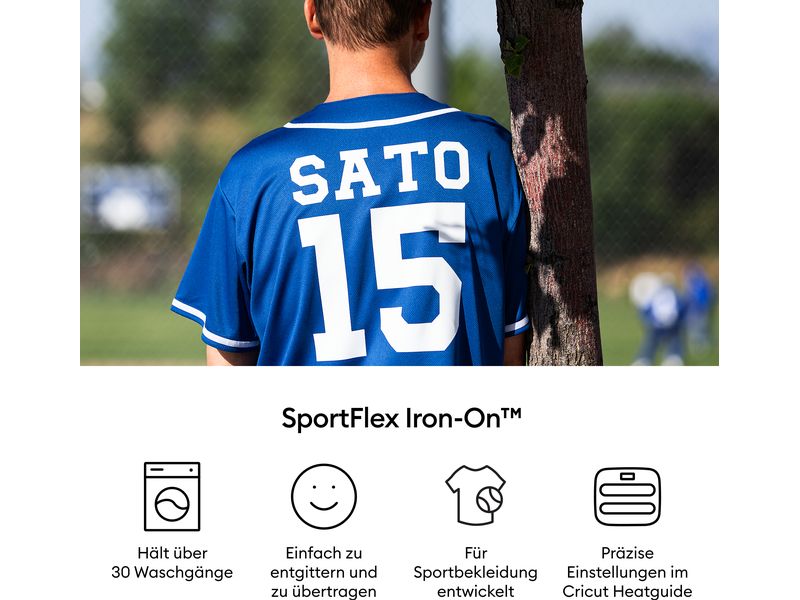 Cricut Aufbügelfolie Sportflex 30 x 61 cm, 1 Stück, Blau Hitzebeständige Vinylrolle