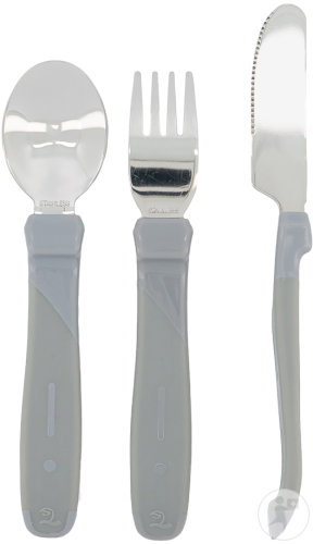 Twistshake 3 Couverts D'Apprentissage Acier Inoxydable Gris Pastel +12 Mois 1 Set