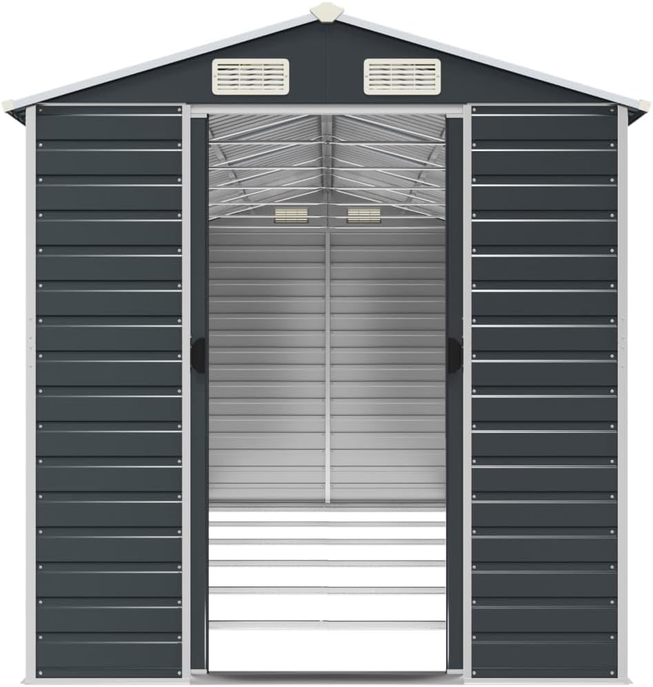 vidaXL Gerätehaus Anthrazit 191x555x198 cm Verzinkter Stahl