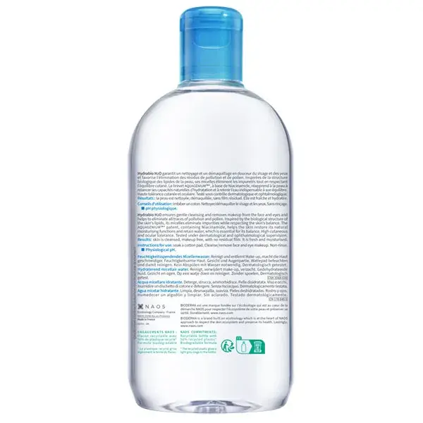 Água Micelar Bioderma Hydrabio H2O para Pele Desidratada 500ml