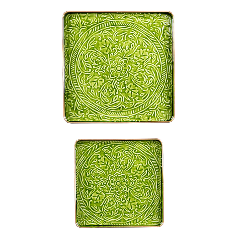 Set de 2 plateaux carrés Tosca vert Table passion