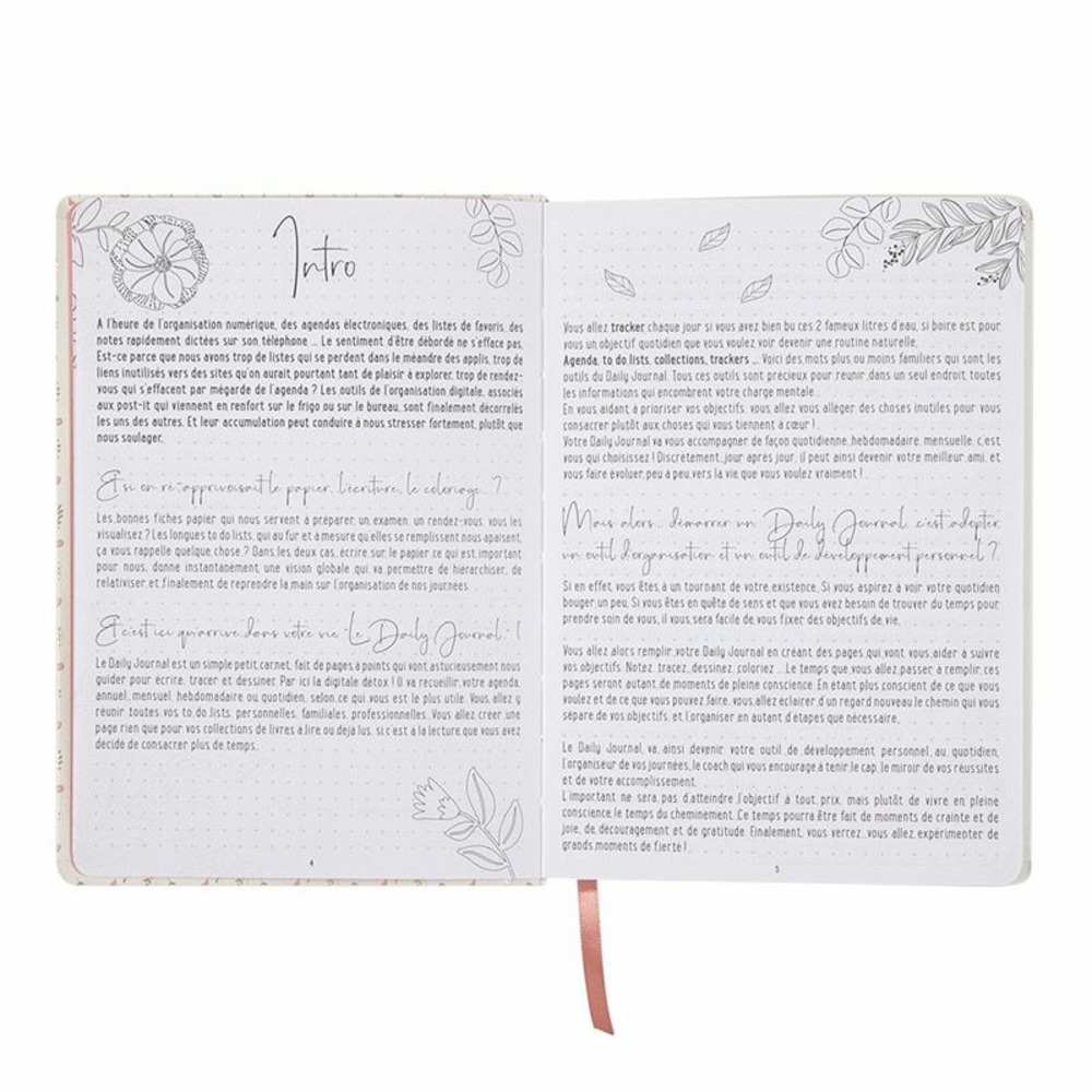 Carnet à points - daily journal rose - a5