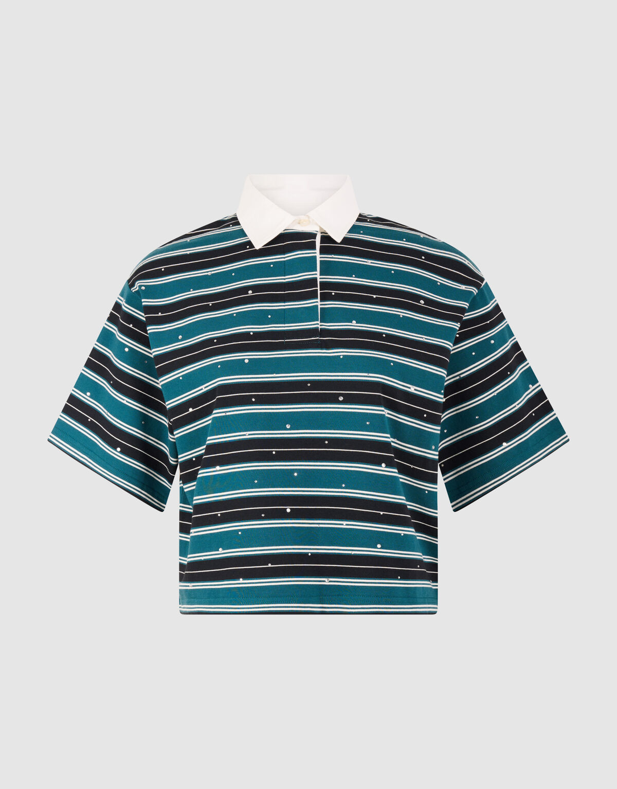 Strass Cropped Polo Petrol