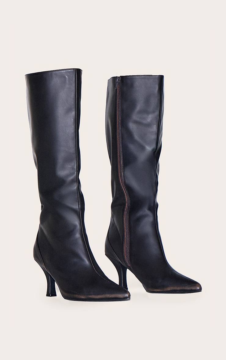 Bottes Hautes À Talons Aiguilles Pointues En Synthétiquecuir Bruni Coupe Large