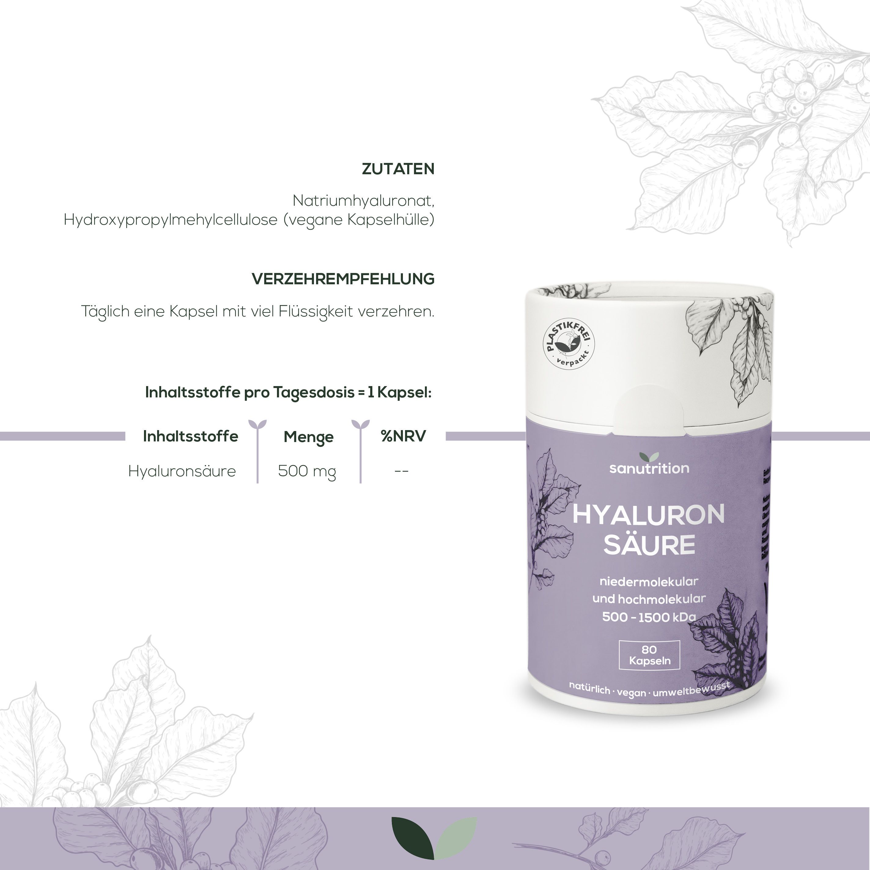 Sanutrition® - Hyaluronsäure 500 mg