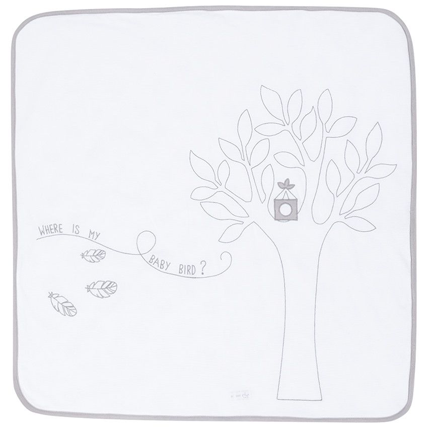 Couverture en jersey et ottoman 80x80 cm - Blanc