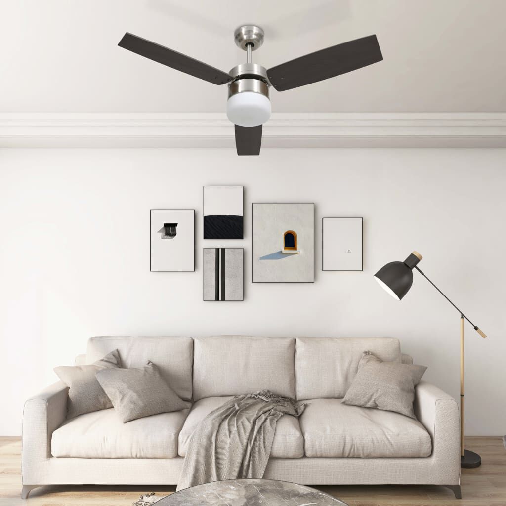 vidaXL Plafondventilator met lamp en afstandsbediening 108 cm donkerbruin