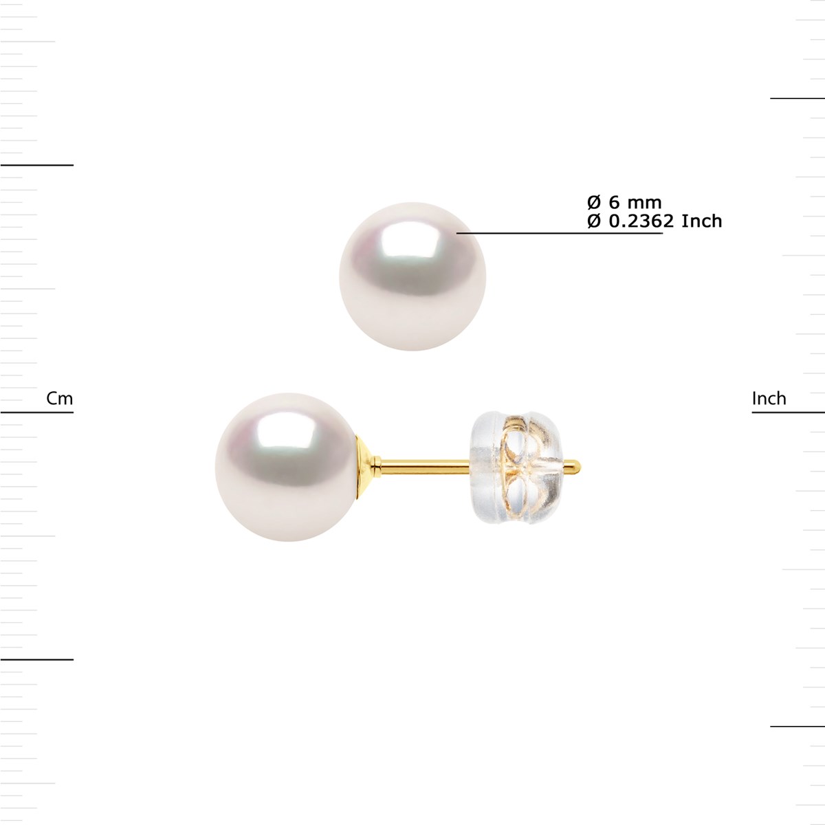 Boucles d'Oreilles Perles AKOYA Rondes 6-7 mm Or Jaune 18 Carats