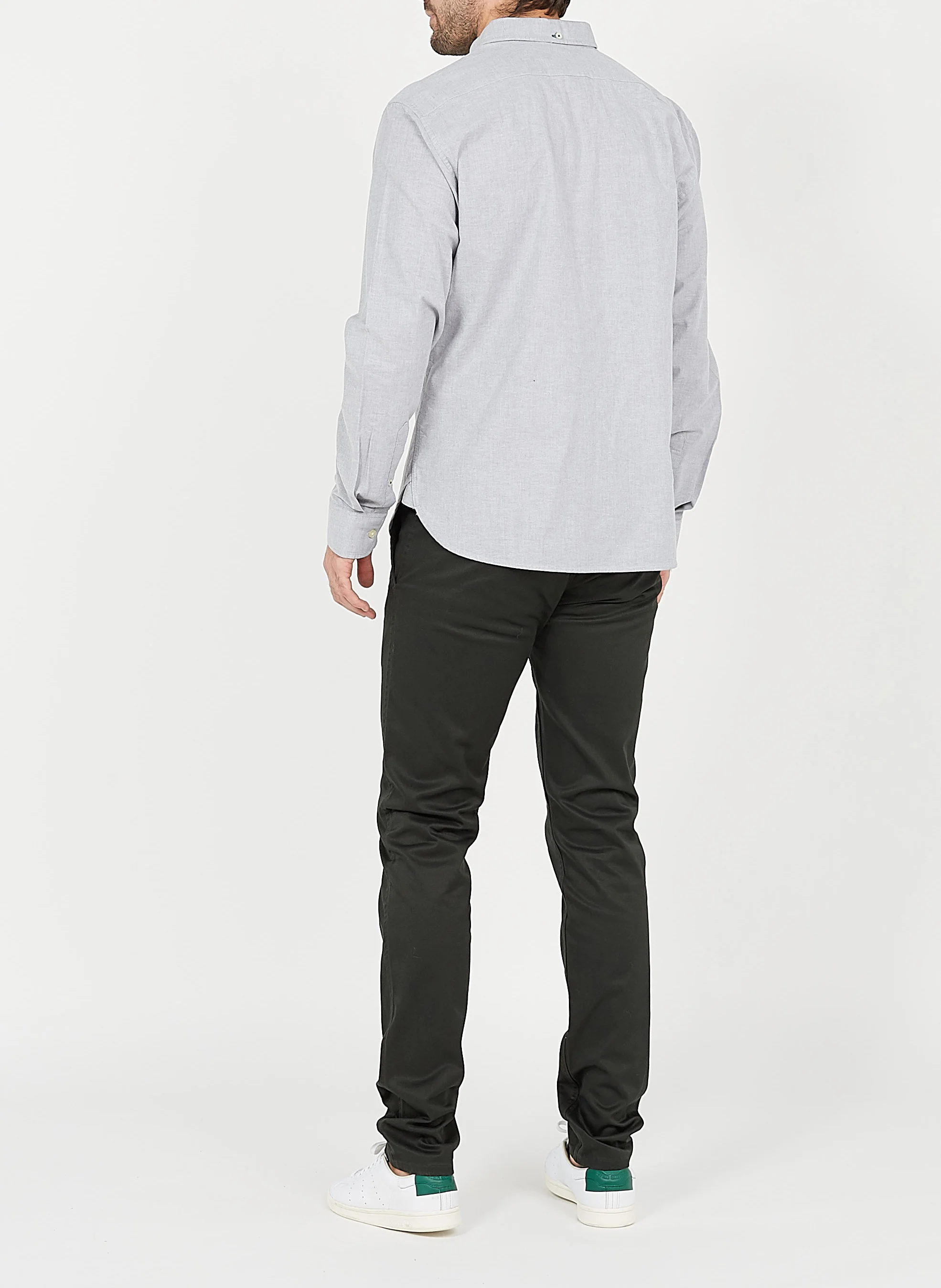 Chemise col américain regular fit en coton mélangé | Gris