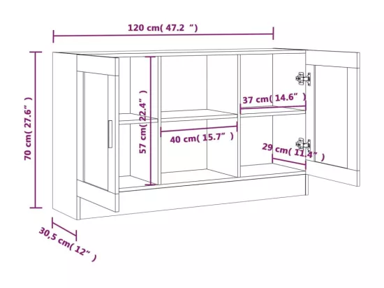 Armoire à vitrine Chêne marron 120x30,5x70 cm Bois d'ingénierie
