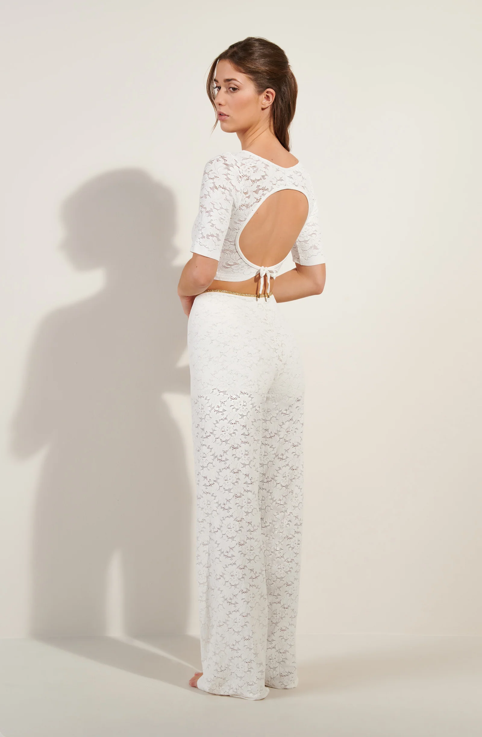 kalliope Crop-top dos nu écume en dentelle Ecume