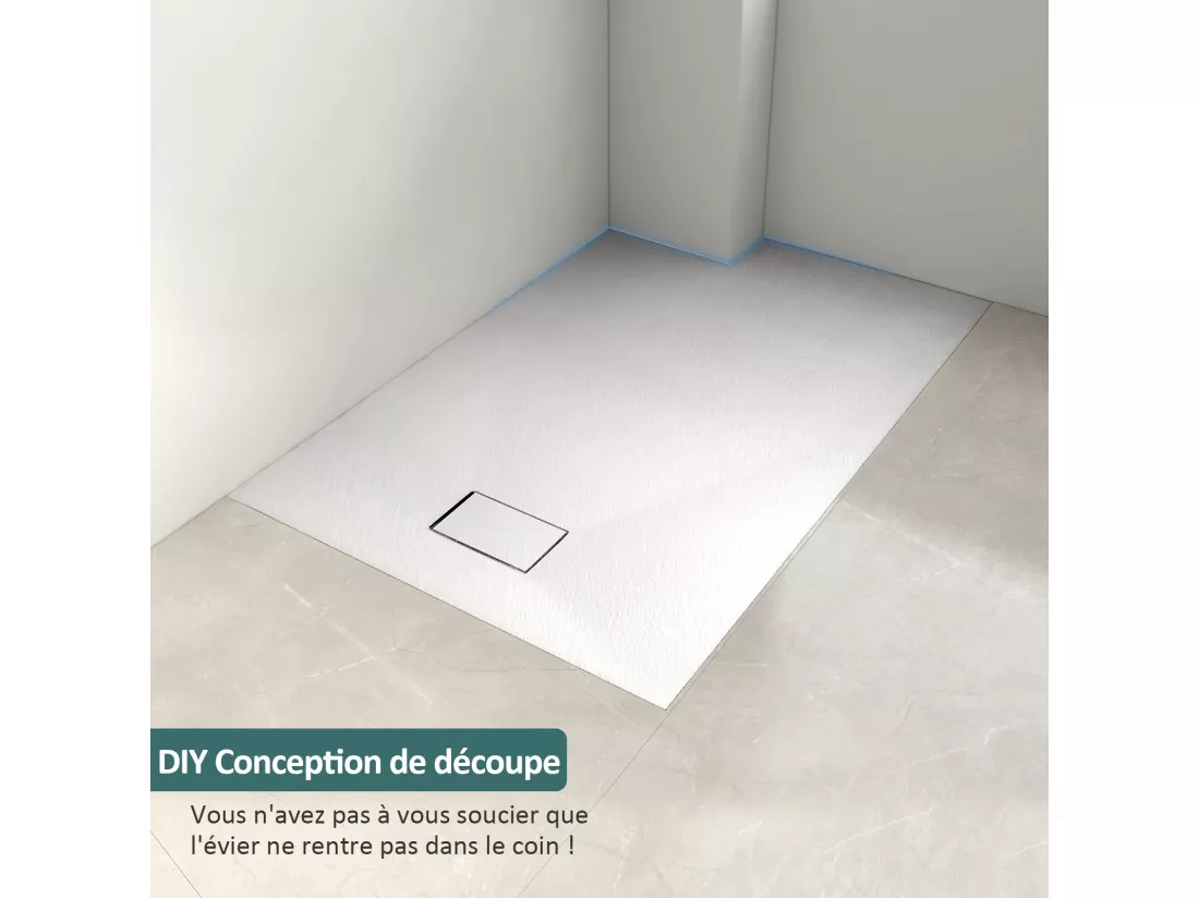 EMKE Receveur de douche receveur de douche plat antidérapant SMC receveur de douche à découper, 90x90cm | Blanc