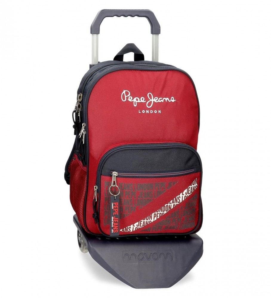 Pepe Jeans Mochila escolar dos compartimentos Pepe Jeans Clark 40cm con carro rojo