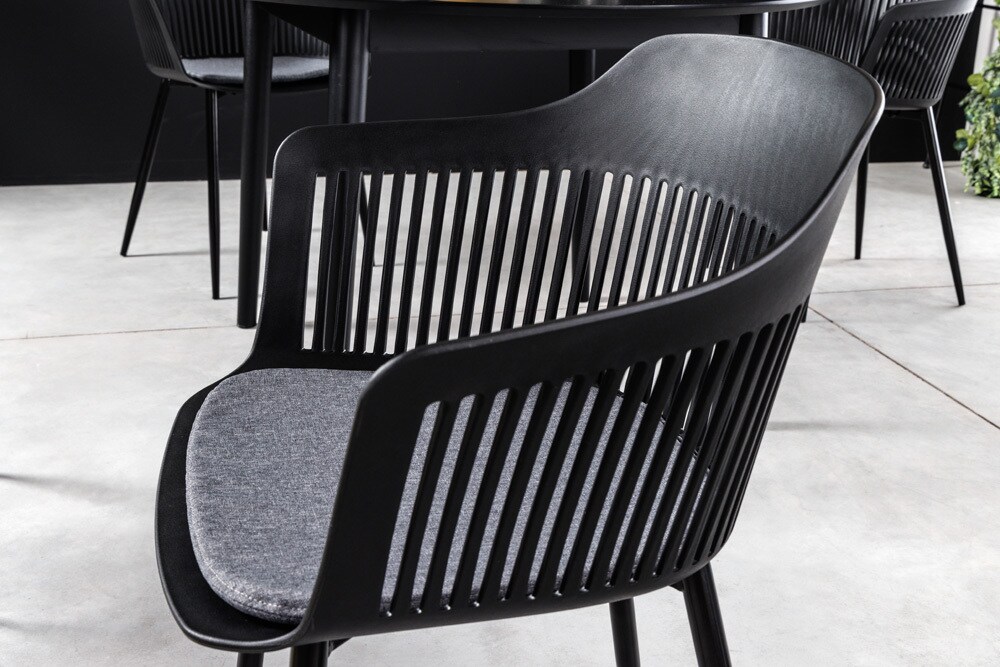 riess-ambiente Stuhl AIRE - grau Kunststoff Stahlgestell Indoor Outdoor inkl. Kissen
