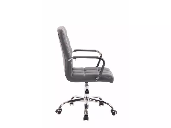 Chaise de bureau - Similicuir & Métal chromé - Gris - Deli
