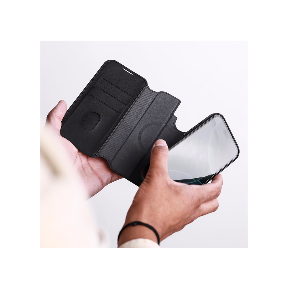 2in1 iPhone Air MagSafe Vegan Folio Leder Tasche Flip Cover (LLF00006) - Braun