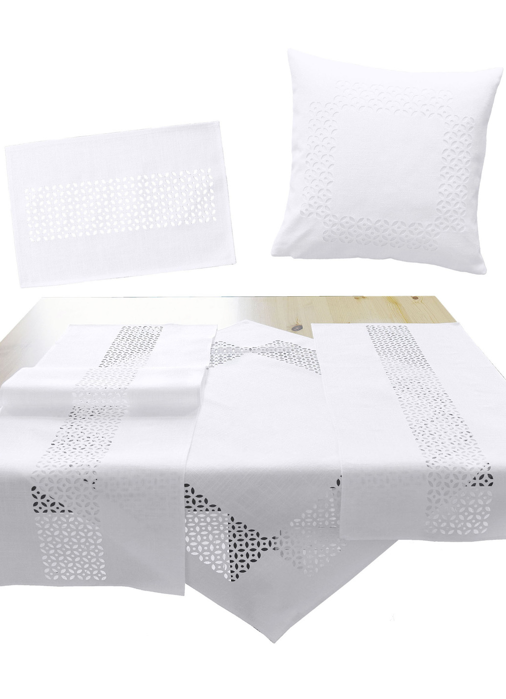 Tischdecke mit dekorativer Lochstanzung