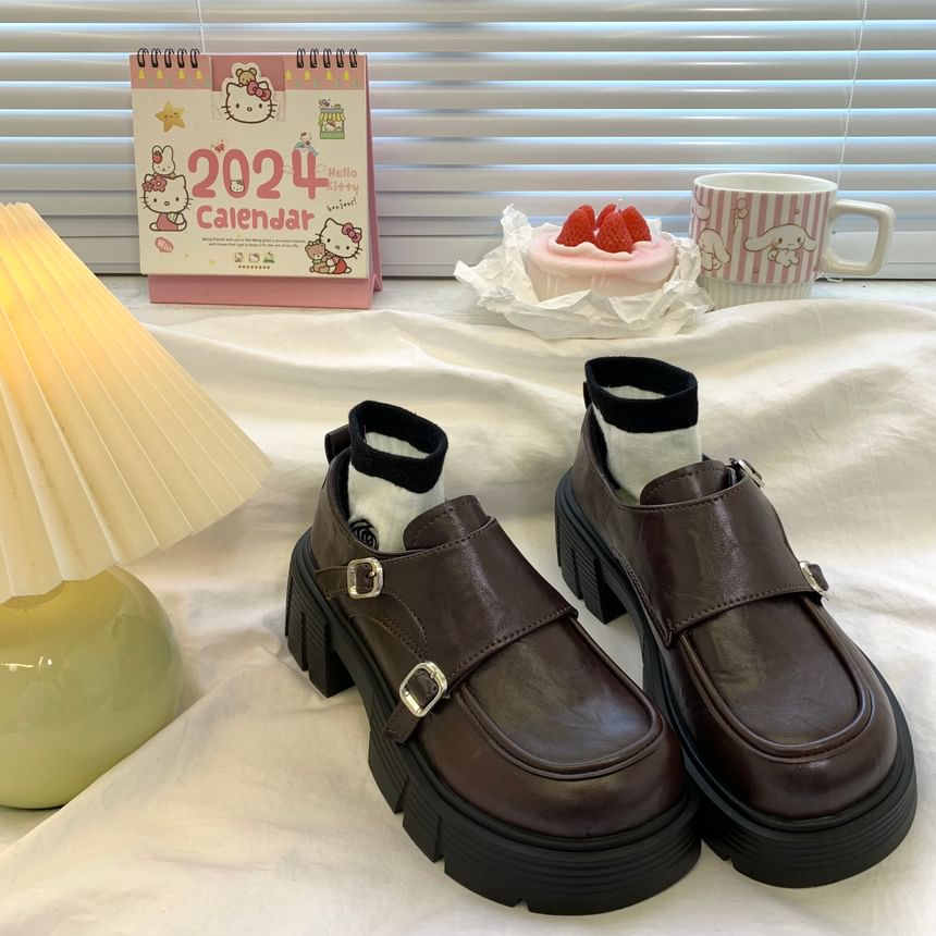 DURAC - Loafers met imitatieleren plateauzool en gespband