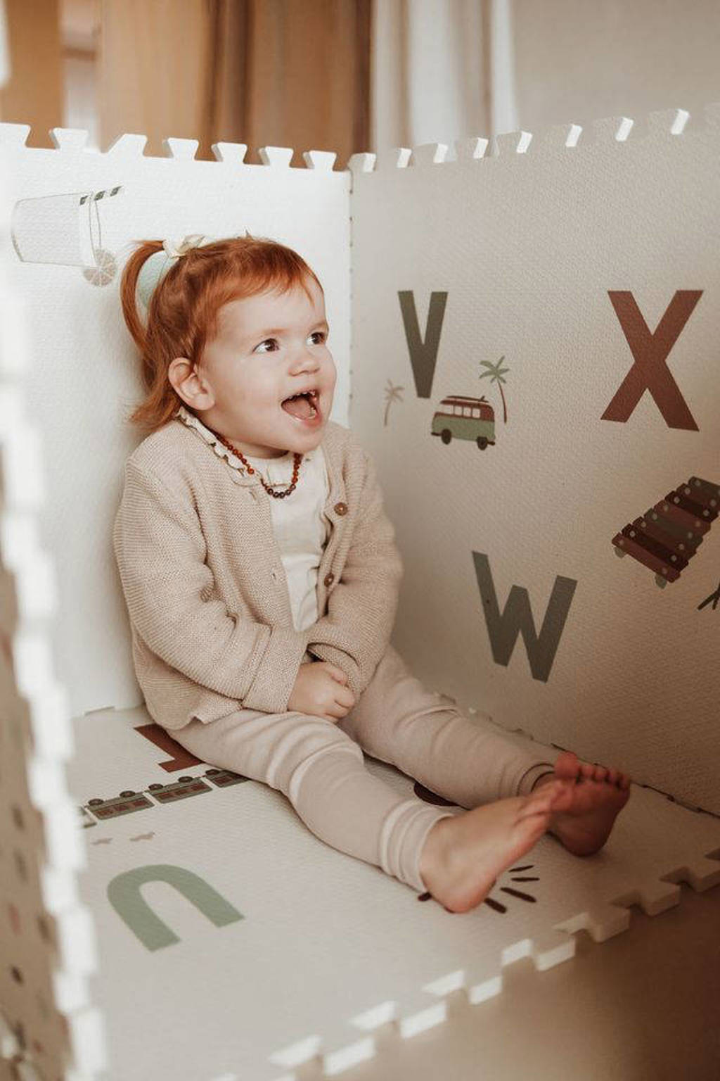 EEVAA 2-in-1 omkeerbare puzzel speelmat en opbergdoos Alphabet/Terrazzo (180x180cm - 9 tegels)