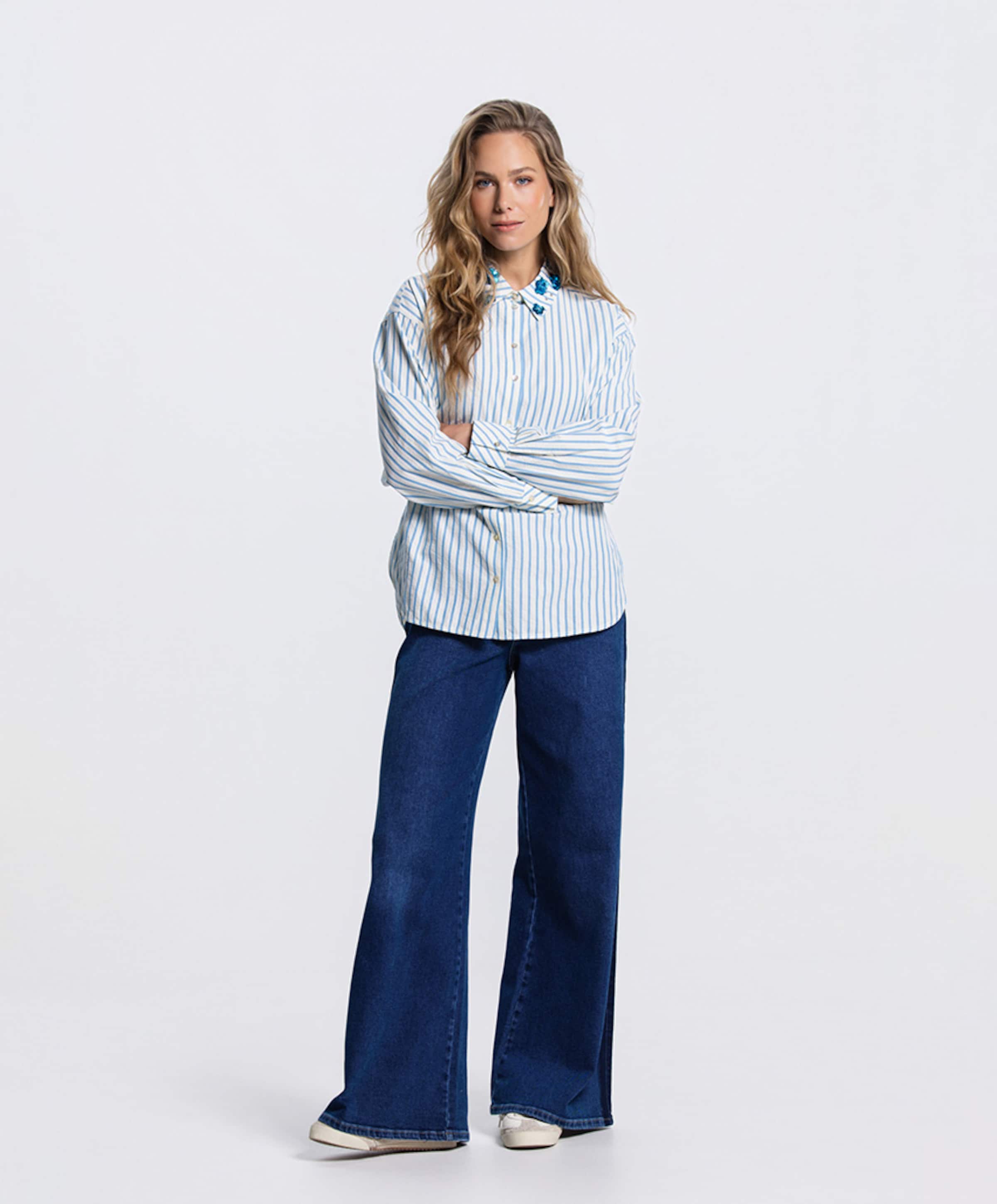 JANSEN Amsterdam Dames blouse blauw