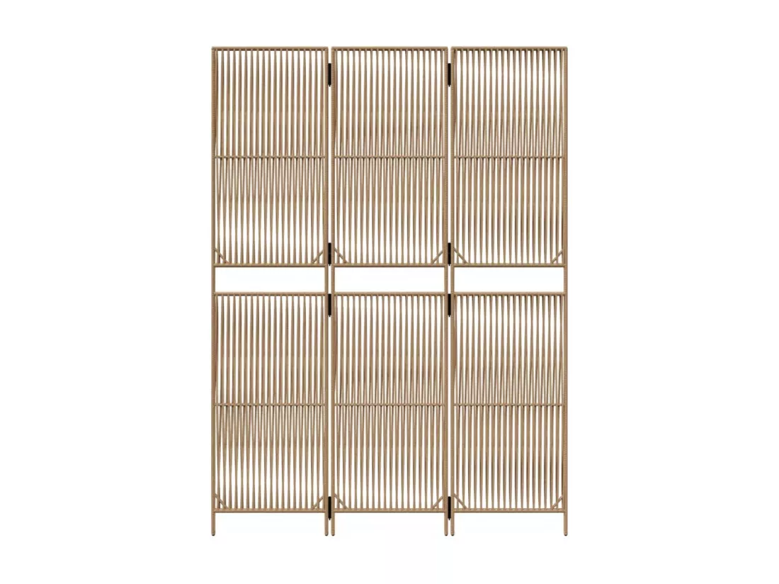 Cloison de séparation 3 panneaux beige résine tressée