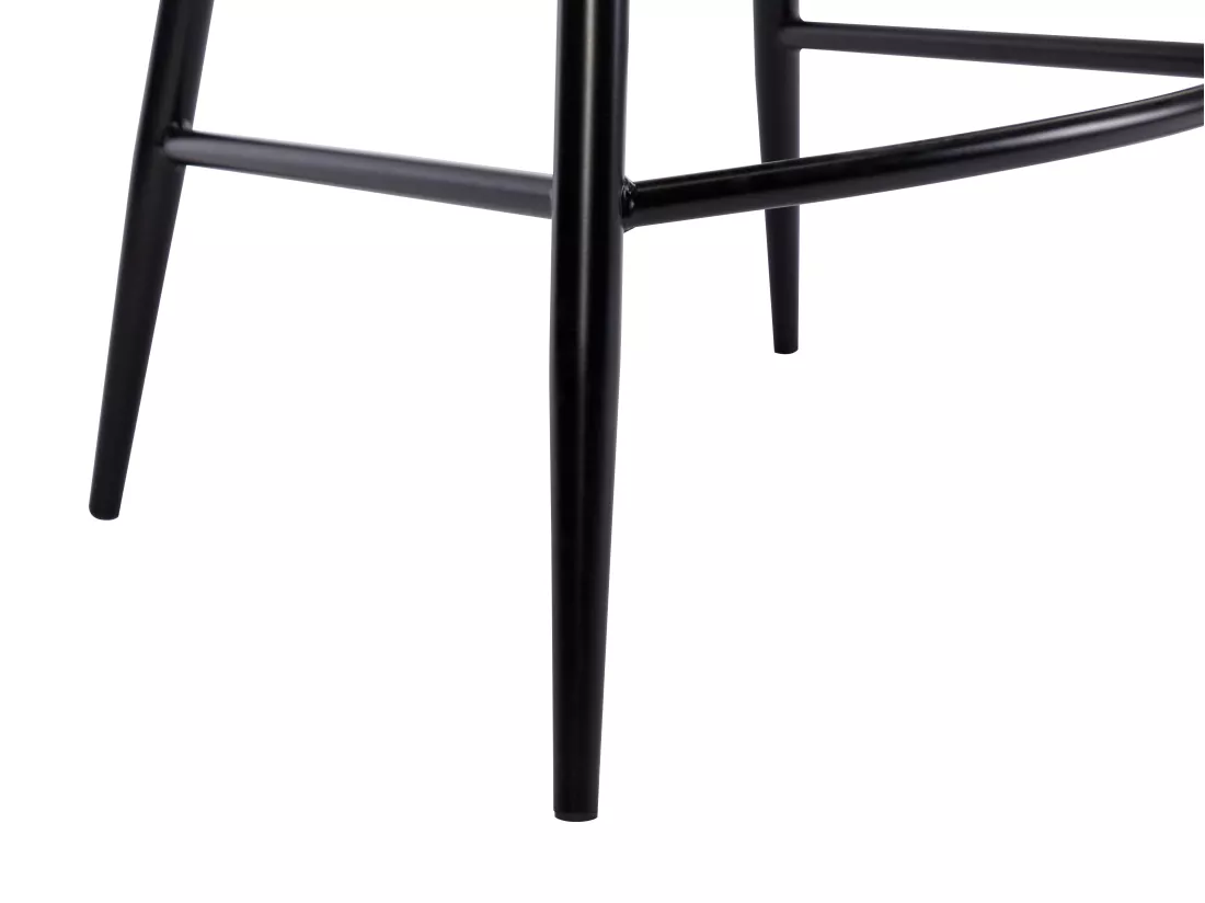 Lot de 2 tabourets de bar en velours côtelé et métal noir - Crème - MASURIE