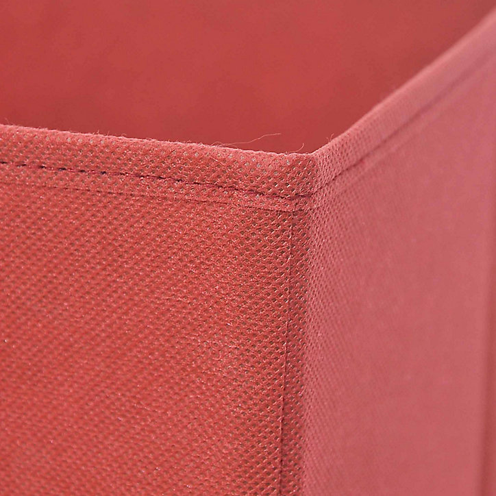 Boîte de rangement carrée en textile Mixxit coloris rouge