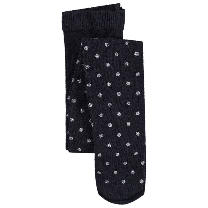 Collants épais à pois argentés all-over - Noir