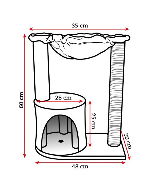 Adori Krabpaal Minous - Krabpalen - 40x30x60 cm Grijs
