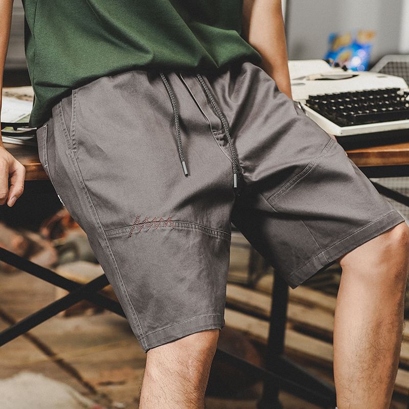 Double White - Effen shorts met trekkoord in de taille