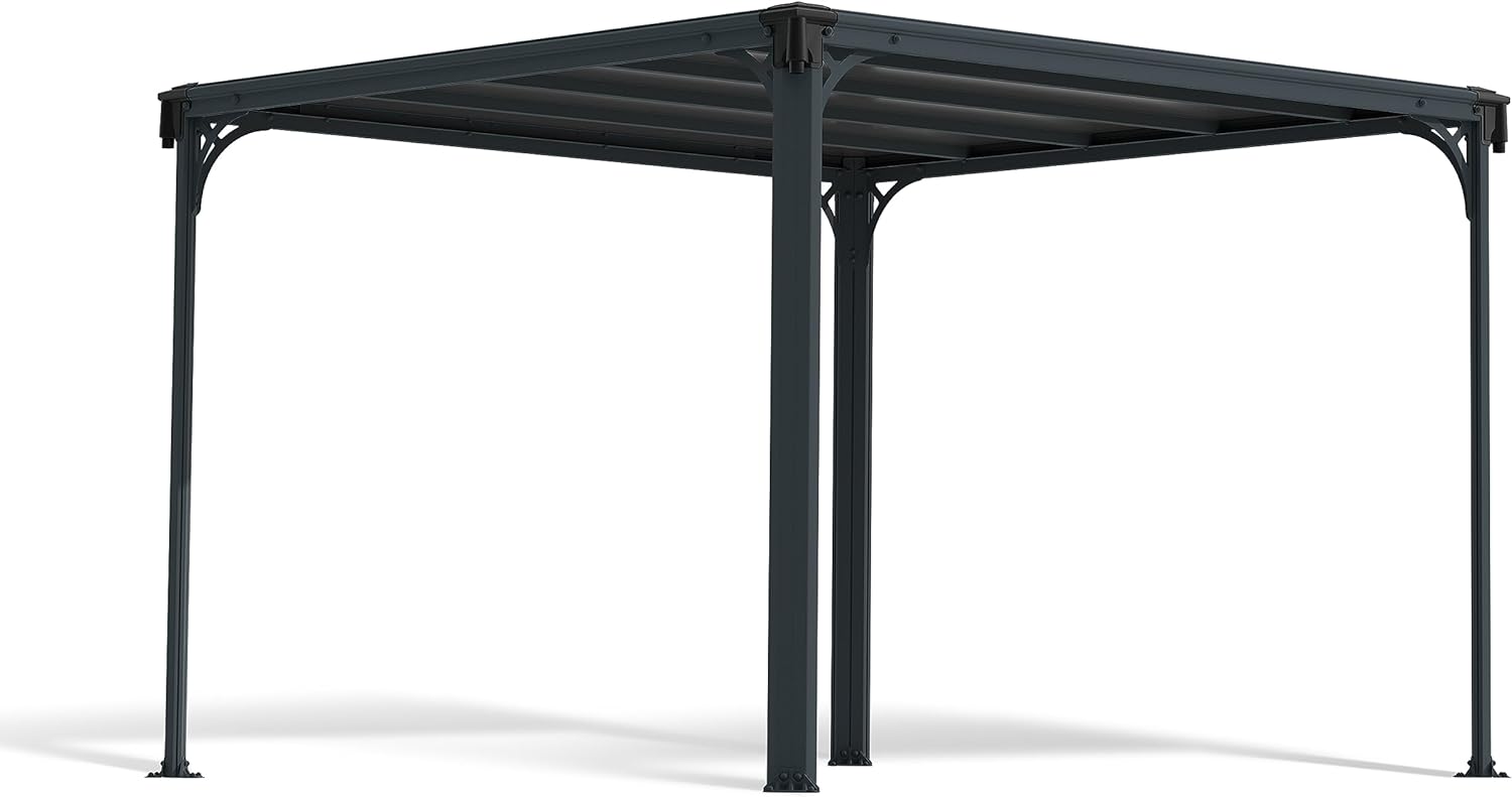 Palram Canopia Milano 3000 Gartenpavillon: Höchst Widerstandsfähiger Und Flacher Hardtop Pavillon Robuste Aluminiumkonstruktion Mit Dach Aus Polycarbonat. Ideal Als Freistehende Überdachung.