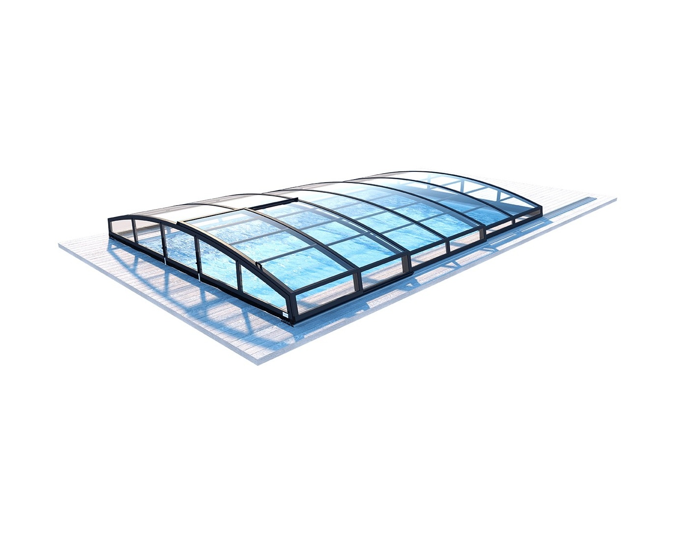 Abri de piscine skyline pour les modèles 6,20x4,10 m - bas88, bas788 - polycarbonate massif 3 mm - couleur ral7016 graphite