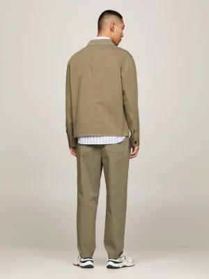 Sobretudo militar slim fit em sarja tingida em peça