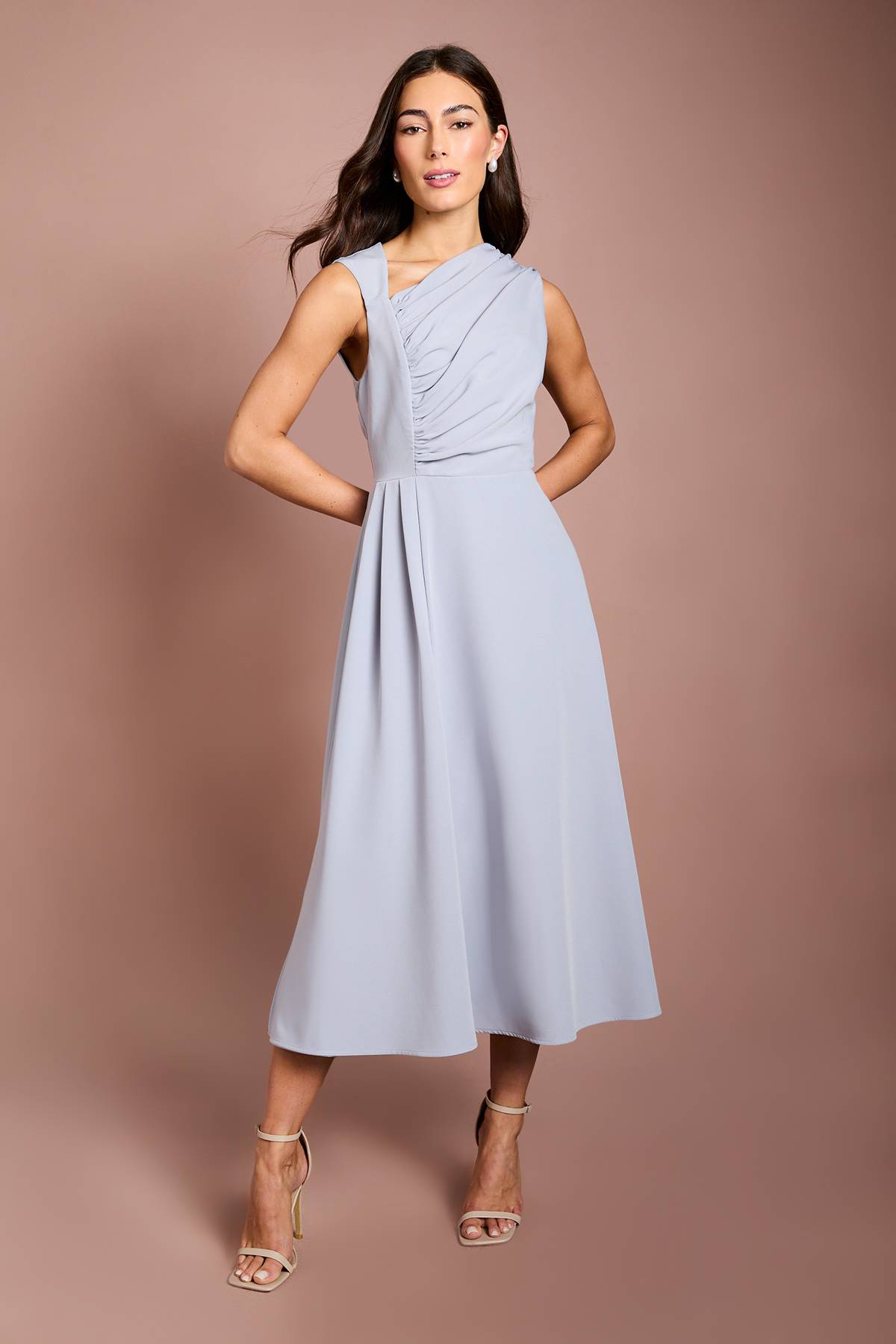 Coast Robe Midi En Crêpe À Corsage Plissé