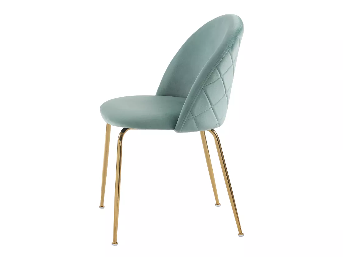 Lot de 2 chaises - Velours et acier inoxydable doré - Vert sauge - MELBOURNE