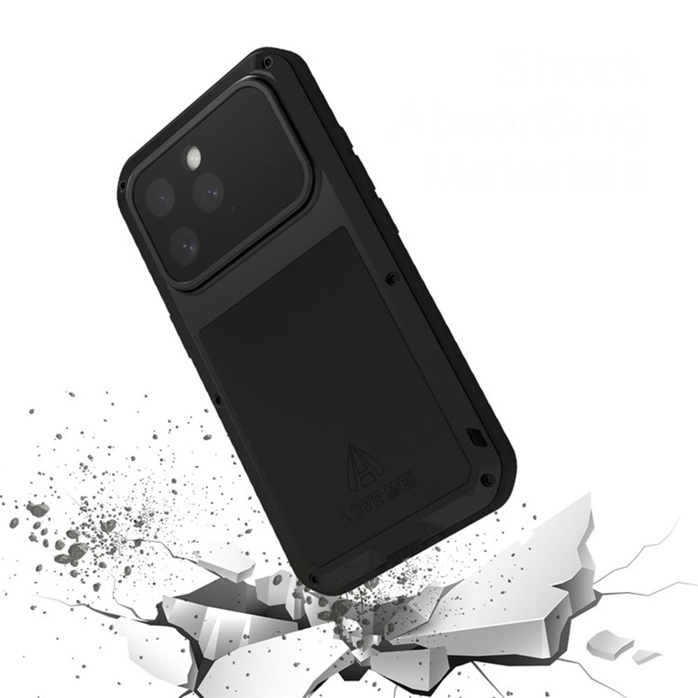 iPhone 16 Pro Max Silikon Metall Outdoor Case   Panzerfolie - Schwarz