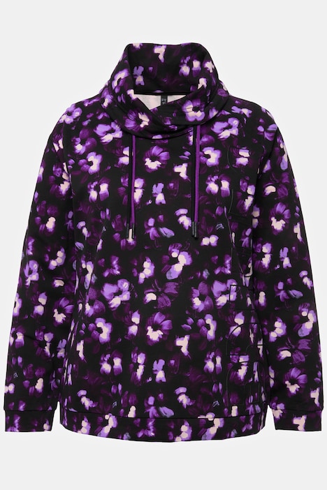 Sweatshirt, Blüten, Stehkragen, Raglan-Langarm