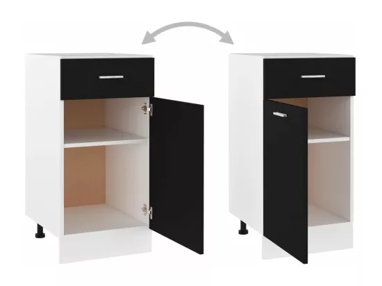 Armoire de plancher à tiroir Noir 40x46x81,5 cm Bois ingénierie