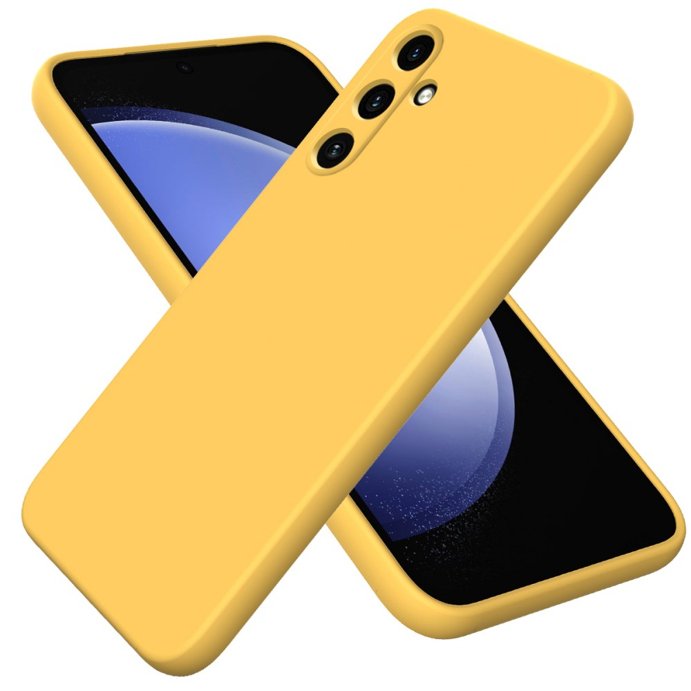 Samsung Galaxy A55 Silikon Case Hülle mit Kameraschutz   Handschlaufe - Gelb