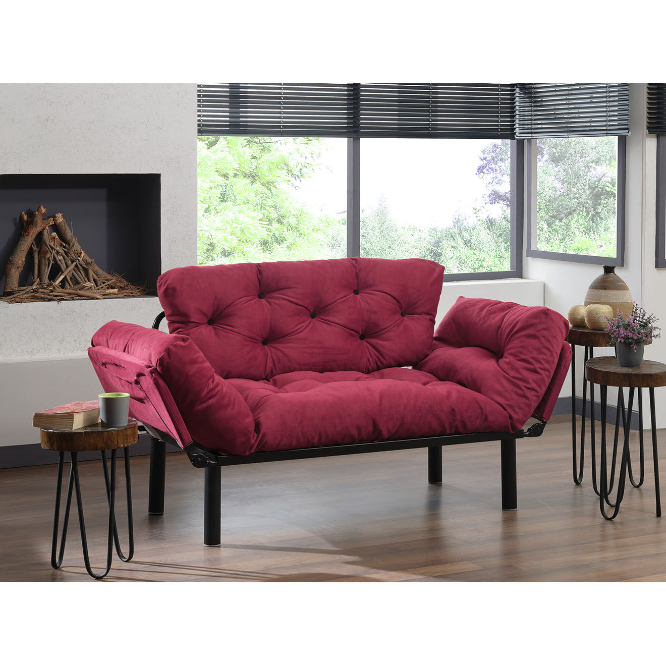 Atelier del Sofa Canapé 2 places convertible Nitta vin - 155x85x73 cm