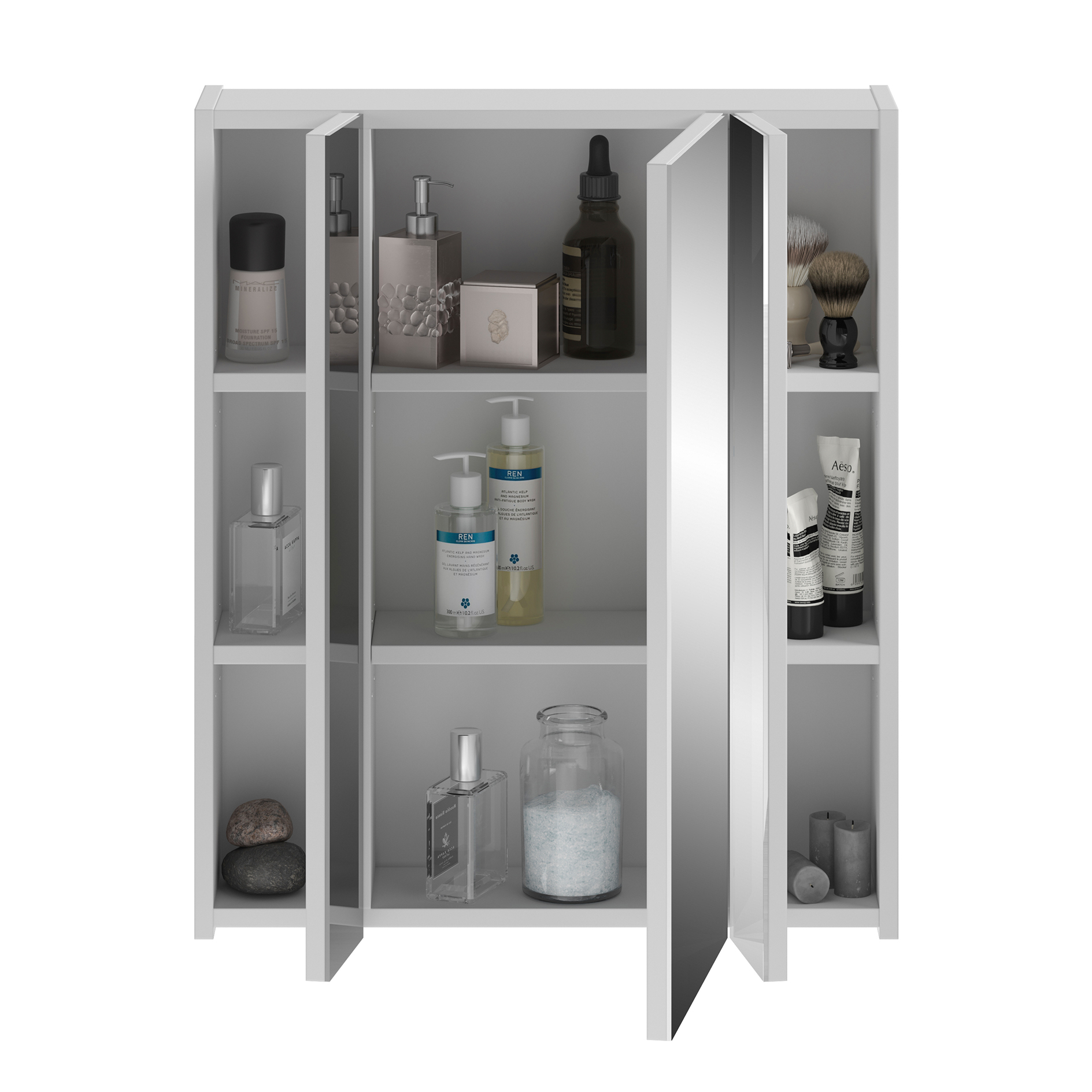 Spiegelschrank LINUS - weiß - mit Beleuchtung - 60 cm