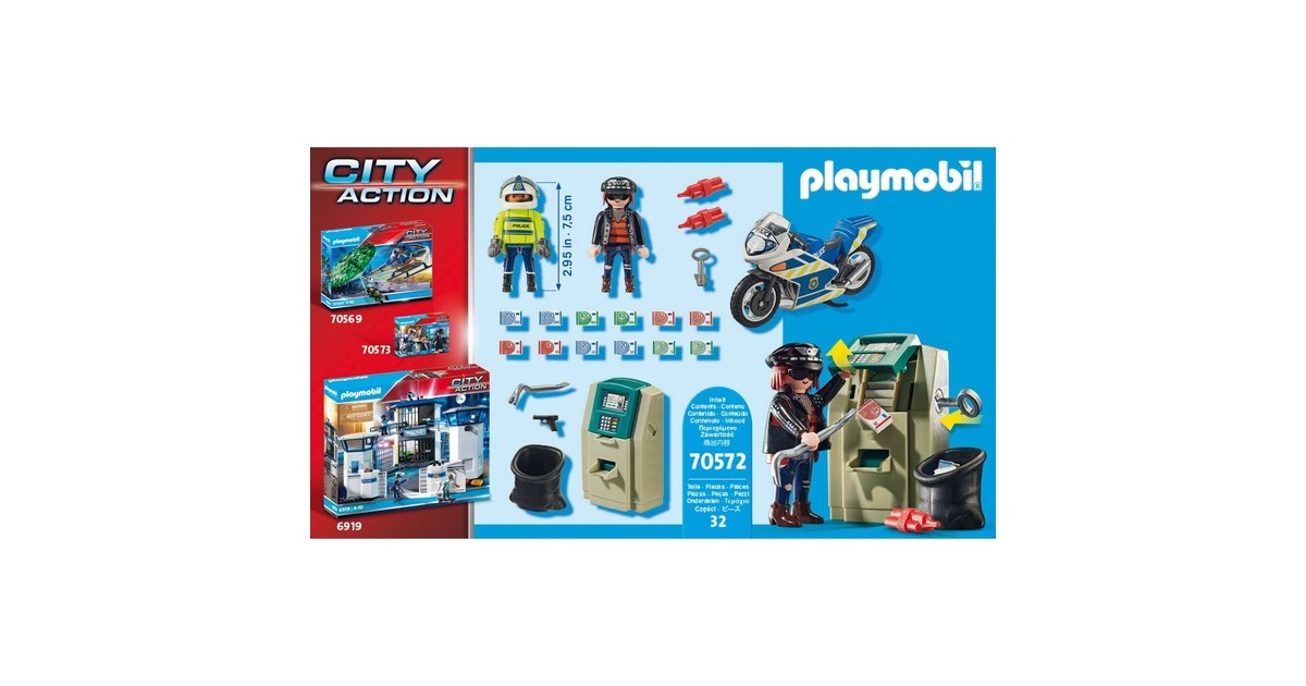 PLAYMOBILCity Action - Politiemotor: achtervolging van de geldrover Constructiespeelgoed  (70572)